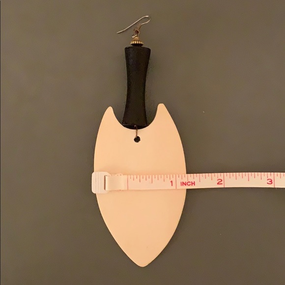 Black and Ivory Colored Wooden Earrings - Picture 4 of 5